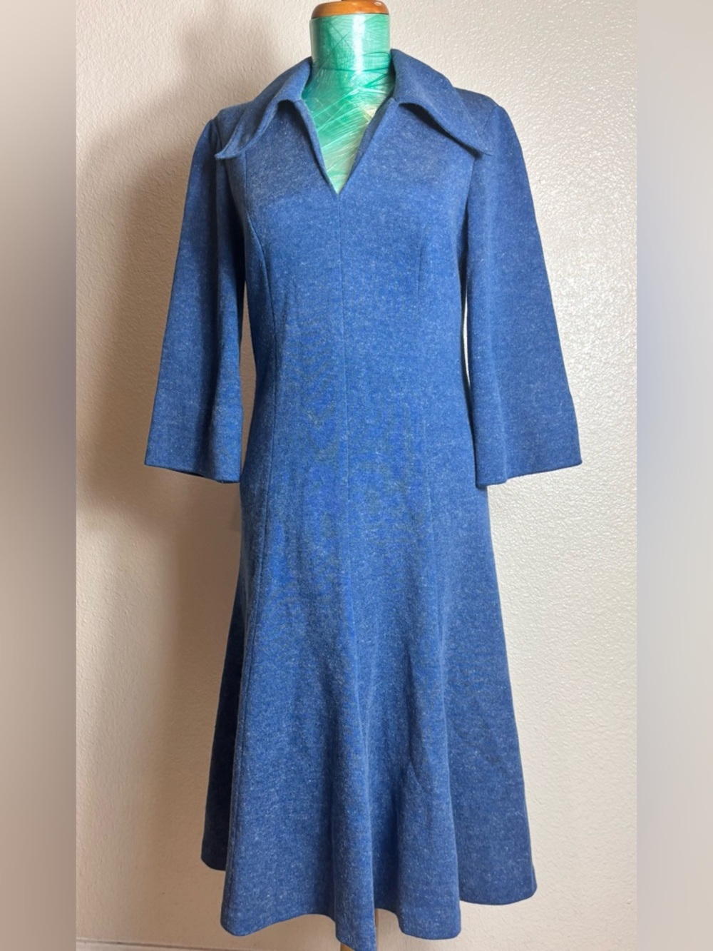 Blue A-Line Long Sleeve Women's Dress